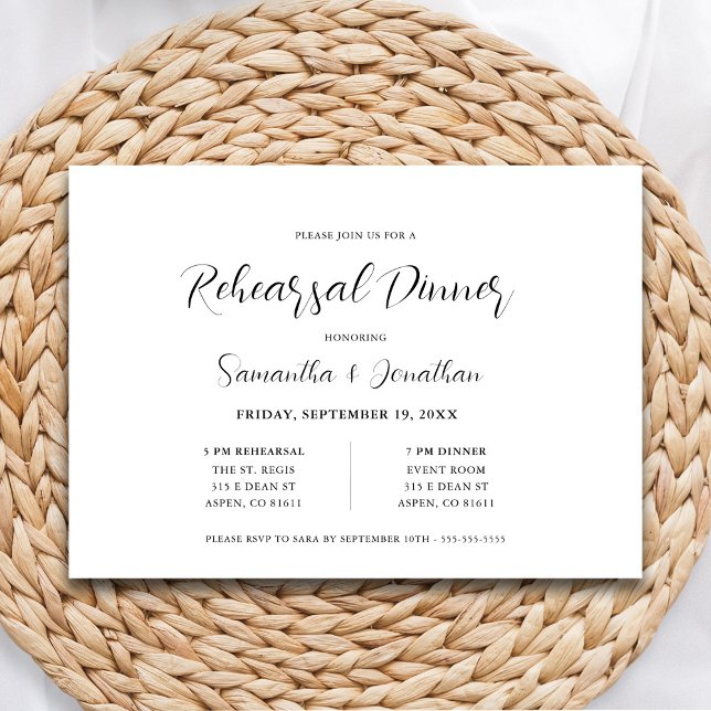 Minimalist Script Rehearsal Dinner Invitation (Creator Uploaded)