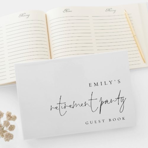 Minimalist Script Retirement Party Guest Book