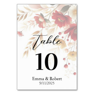 Minimalist Script Roses Wedding Seating Plan Table Number