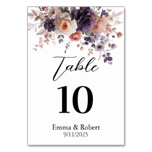 Minimalist Script Roses Wedding Seating Plan Table Number