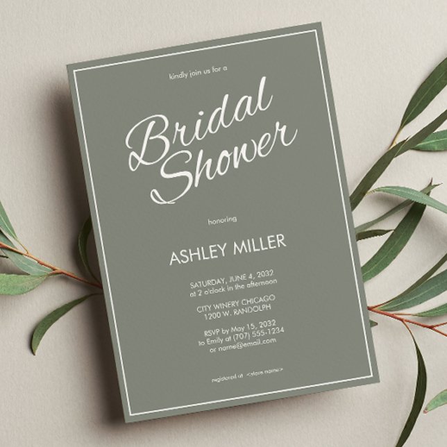 Minimalist Script Sage Green Bridal Shower Invitation (Creator Uploaded)
