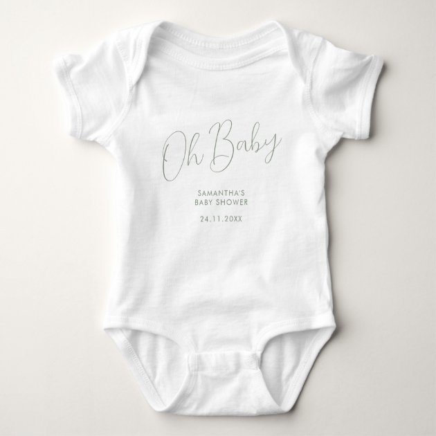 Minimalist Script Sage Green Oh Baby gift Bodysuit
