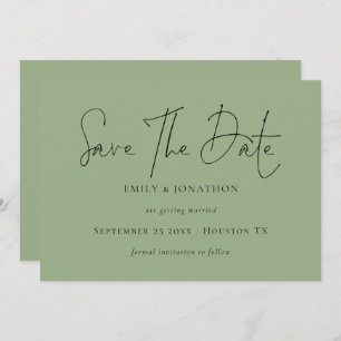 Minimalist Script Sage Green Save The Date
