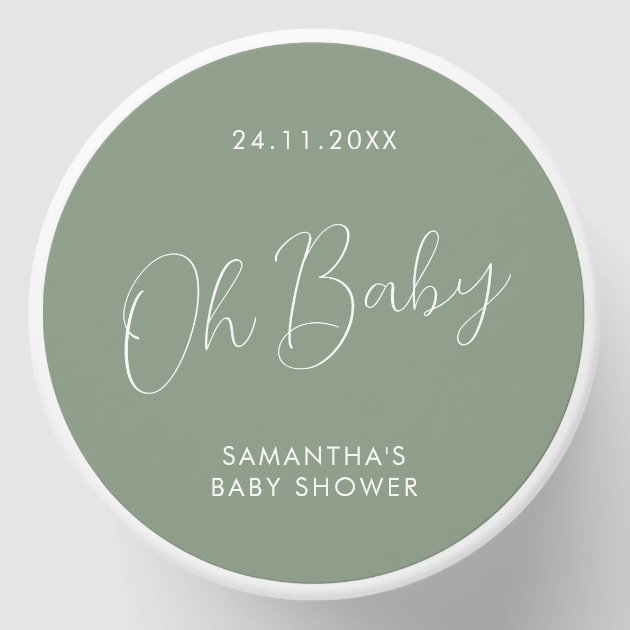 Minimalist Script Sage Green Signature Baby Shower Mini Candle Favors