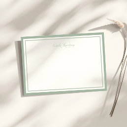 Minimalist Script Sage Green Two Border Monogram Note Card