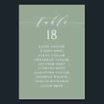 Minimalist Script Sage Green Wedding Seating Plan Table Number<br><div class="desc">Customizable table number seating plan. It features a sage green whimsical script and classic typography. Personalize by adding your own details. This minimalist table seating plan is perfect for weddings,  baby showers,  bridal showers,  birthdays,  and so much more.</div>