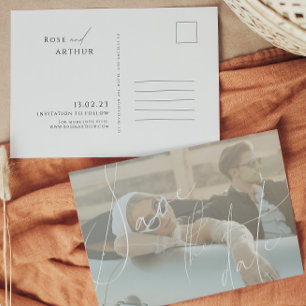 Minimalist Script Save The Date Invitation Postcar Postcard
