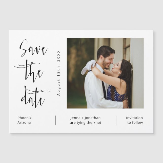 Minimalist Script Save the Date Photo Magnet (Front)