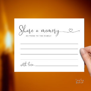 Minimalist Script Share a Memory Funeral Note Card