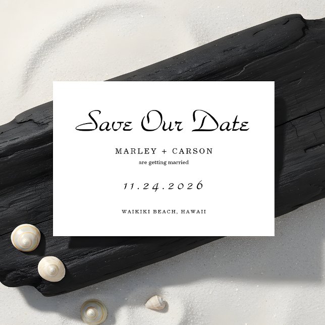 Minimalist Script Simple Clean Wedding Save The Date (Creator Uploaded)
