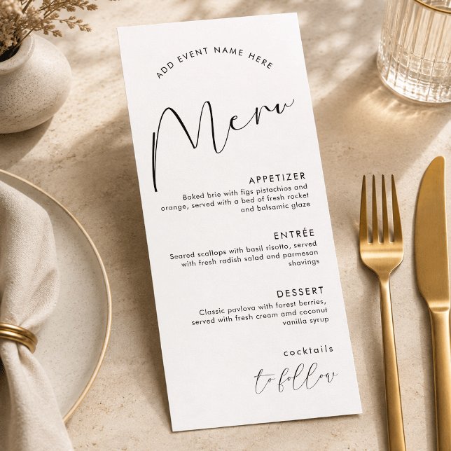 Minimalist Script Simple Corporate Event Dinner Menu (Creator Uploaded)