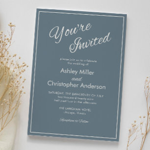 Minimalist Script Slate Gray Wedding Invitation