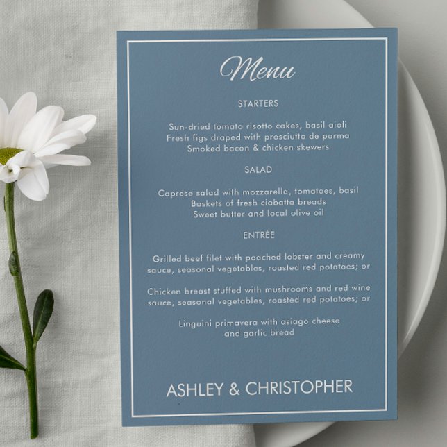 Minimalist Script Slate Gray Wedding Reception Menu (Creator Uploaded)