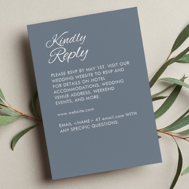 Minimalist Script Slate Gray Wedding RSVP Card (Creator Uploaded)