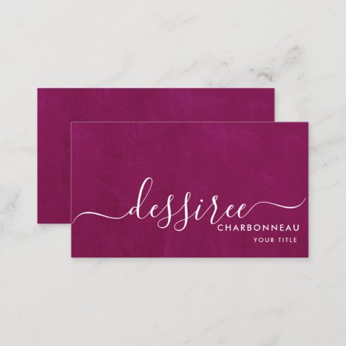 Minimalist Script Smoky Deep Raspberry Simple Business Card