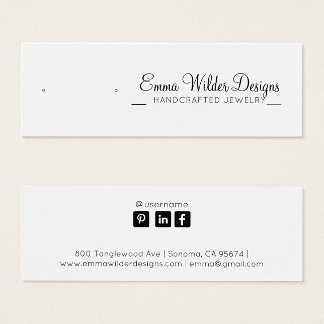 Minimalist Script Stud Earring Display Card (Front & Back)