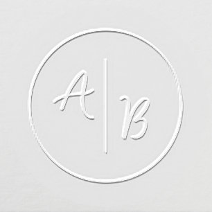 Minimalist Script Stylish Couple Initials Wedding Embosser