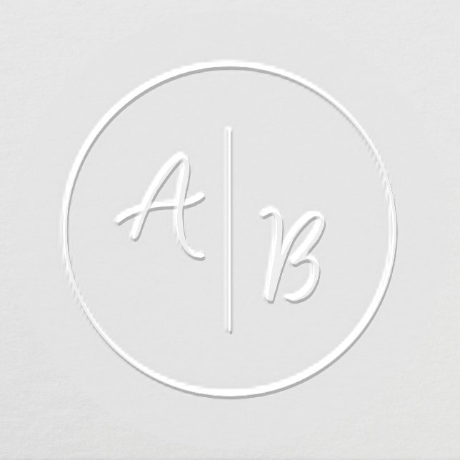 Minimalist Script Stylish Couple Initials Wedding Embosser (Design)