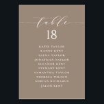 Minimalist Script Taupe Wedding Seating Plan Table Number<br><div class="desc">Customizable table number seating plan. It features a whimsical script and classic typography. Personalize by adding your own details. This minimalist table seating plan is perfect for any weddings,  baby showers,  bridal showers,  birthdays,  and so much more.</div>
