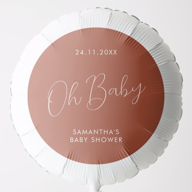 Minimalist Script terracotta Baby Shower Party Balloon