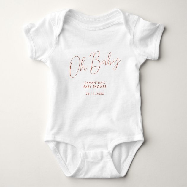 Minimalist Script terracotta Oh Baby gift Bodysuit