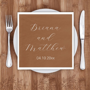 Minimalist Script Terracotta Wedding Napkins