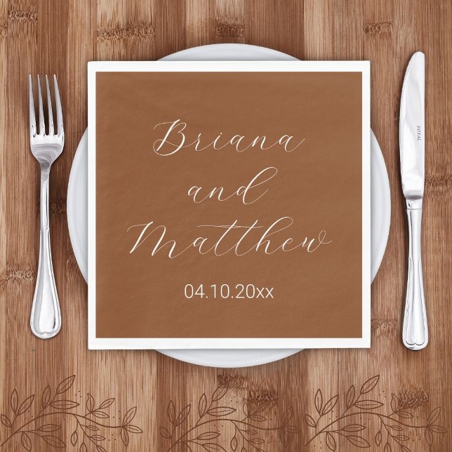 Minimalist Script Terracotta Wedding Napkins (Creator Uploaded)