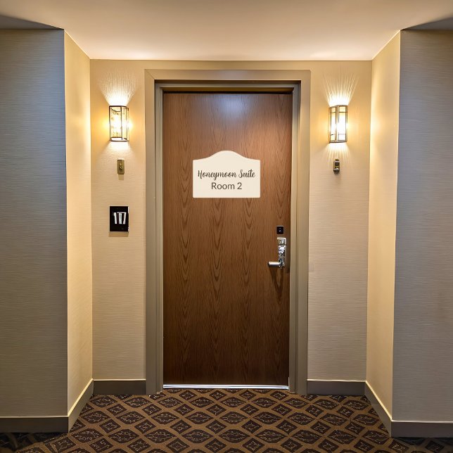 Minimalist Script Text Honeymoon Suite Crest Door Sign (Creator Uploaded)