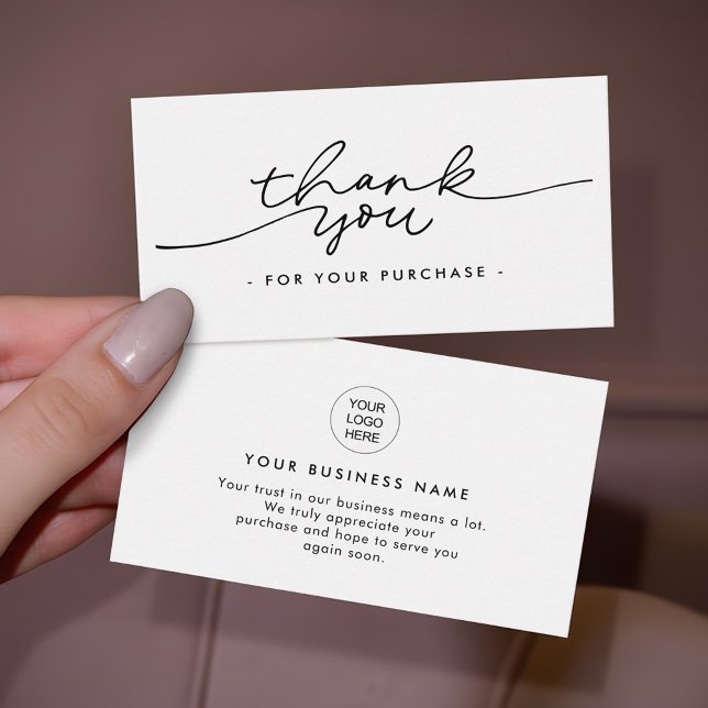 Minimalist Script Thank You Business insert Cards (Creator Uploaded)