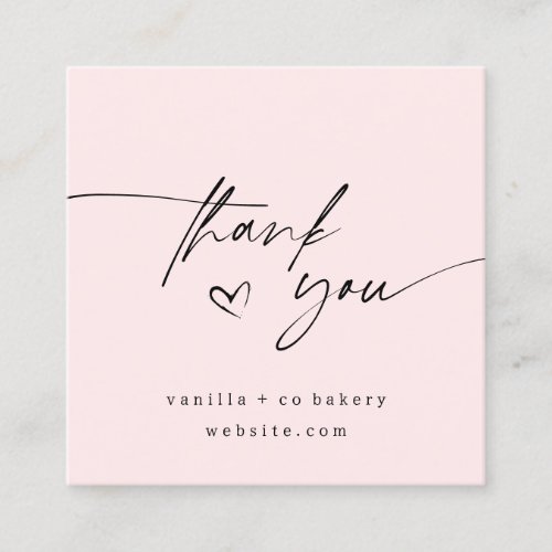 Minimalist Script Thank You Heart Customer Coupon  Square Business Card