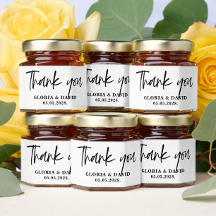 Minimalist Script Thank You Wedding Honey Jar Favors