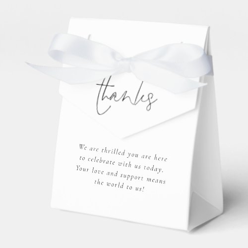 Minimalist Script Thanks Black White Wedding Favor Boxes