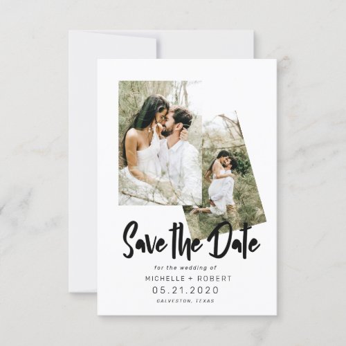 minimalist script two Photo Save The Date Invitation