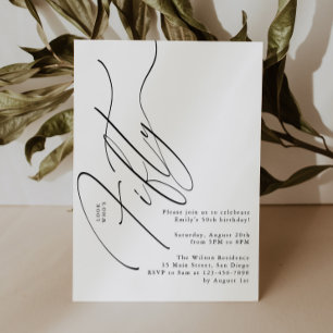 Minimalist Script Typography 50th Birthday Party Invitation