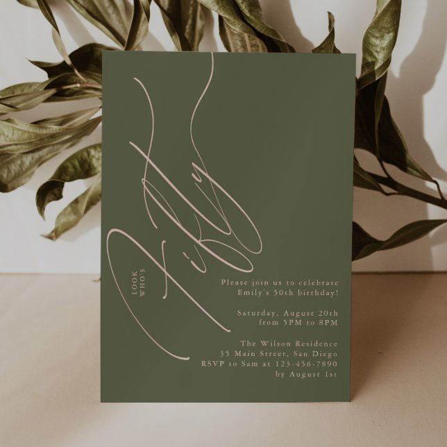 Minimalist Script Typography 50th Birthday Party Invitation (Creator Uploaded)
