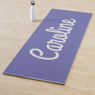 Minimalist Script Typography Custom Name Purple Yoga Mat