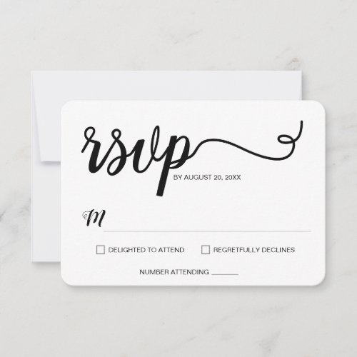 Minimalist Script Typography Elegant RSVP Card