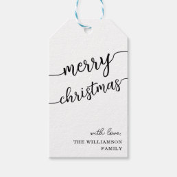 Minimalist Script Typography Merry Christmas Chic Gift Tags