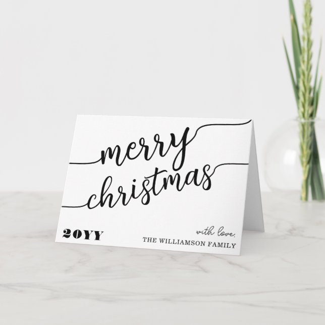 Minimalist Script Typography Merry Christmas Chic Holiday Card (Front)