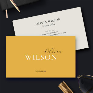 Minimalist Script Typography Mustard Yellow Business Card