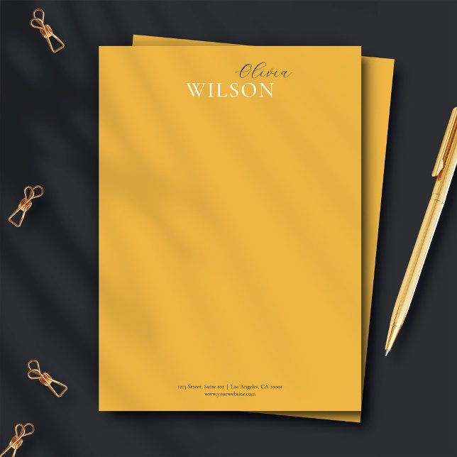 Minimalist Script Typography Mustard Yellow Note Card (Creator Uploaded)