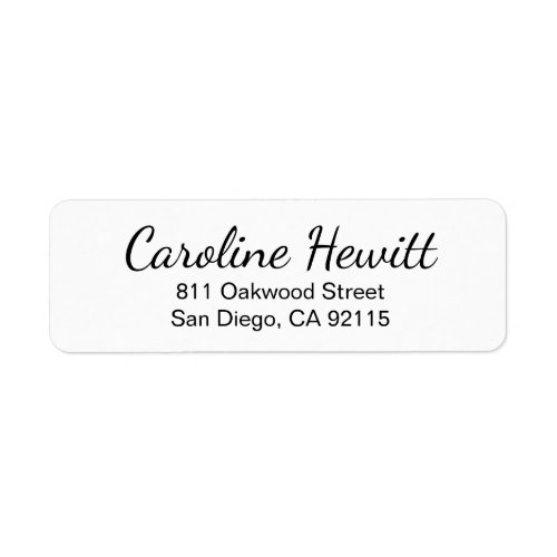 Minimalist Script Typography Return Address Label