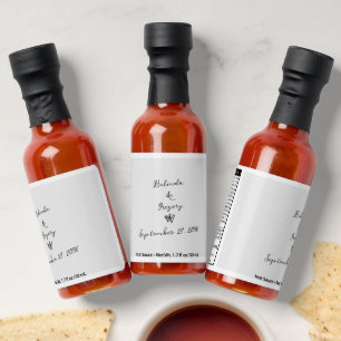 Minimalist Script Typography Wedding Favor Hot Sauces