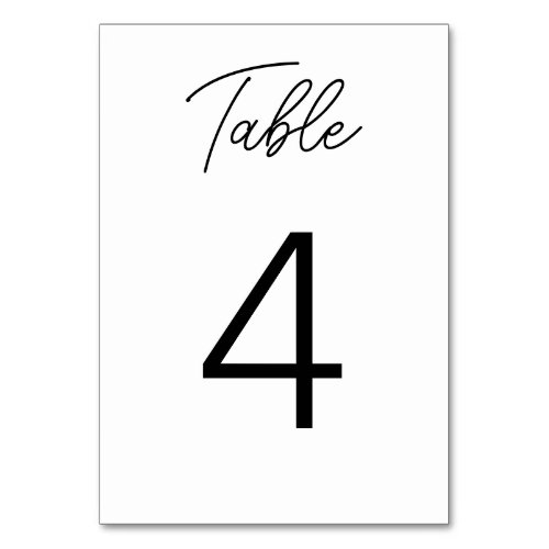 Minimalist Script Typography Wedding Table Number