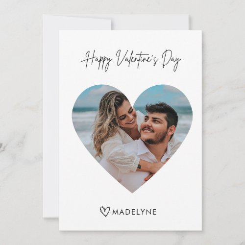Minimalist Script Valentines Day 2 Photos Holiday Card