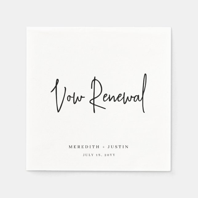 Minimalist Script Vow Renewal Party Napkins (Front)