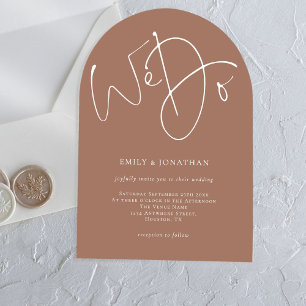 Minimalist Script We Do Wedding Soft Brown Acrylic Invitations