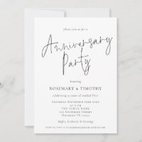 Minimalist Script Wedding Anniversary Party 