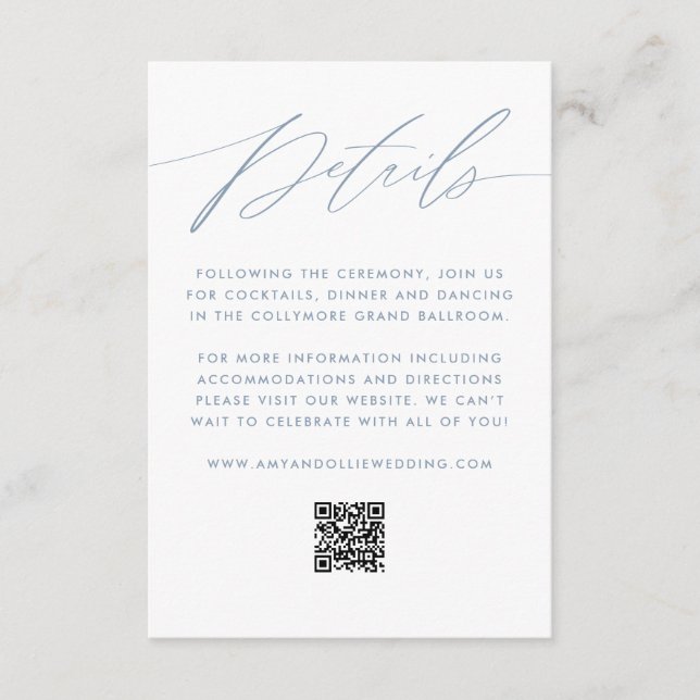 Minimalist Script Wedding Details  Enclosure Card (Front)