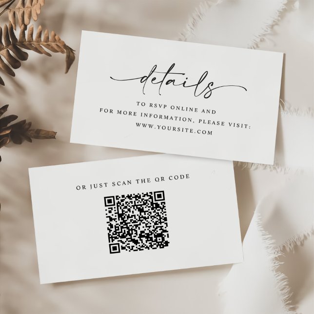 Minimalist Script Wedding Details QR Code Enclosure Card (Creator Uploaded)